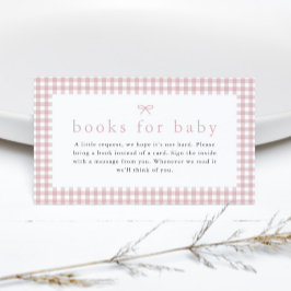 Tarjeta De Recepción Libros de Chicas rosados Gingham Dusty para Baby S