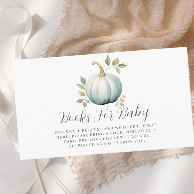 Tarjeta De Recepción Libros De Chico De Calabaza Azul Para Baby Shower (Subido por el creador)