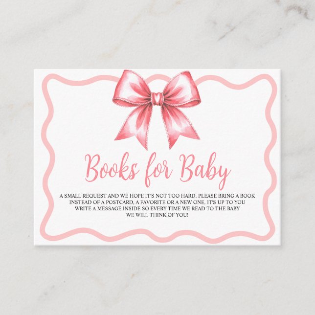 Tarjeta De Recepción Libros de cinta rosa para bebé (Anverso)