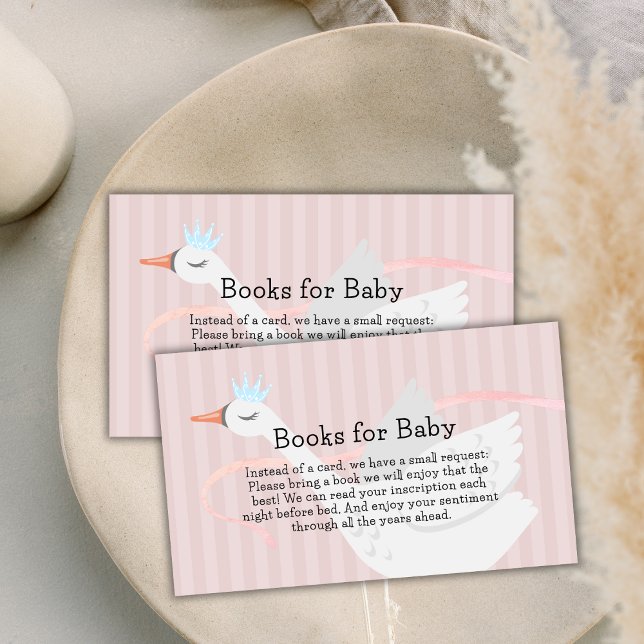 Tarjeta De Recepción Libros De Cisne De Princesa Rosa Para Baby Shower (Pink Princess Swan Books For Baby Shower Enclosure Card)