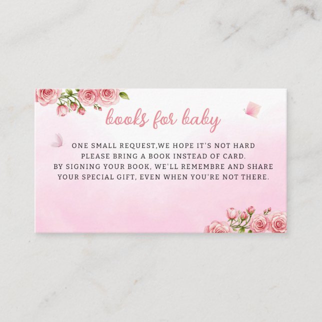 Tarjeta De Recepción Libros de conejo conejo con flores rosadas para be (Anverso)
