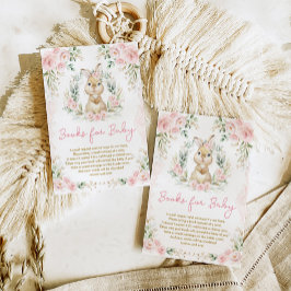 Tarjeta De Recepción Libros de conejo conejo con flores rosadas para be