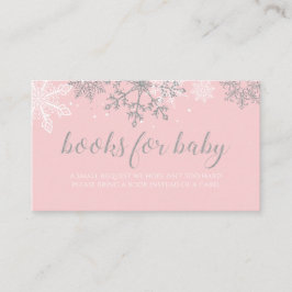 Tarjeta De Recepción Libros de copo de nieve con brillo rosa y plateado