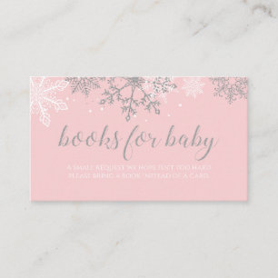 Tarjeta De Recepción Libros de copo de nieve con brillo rosa y plateado