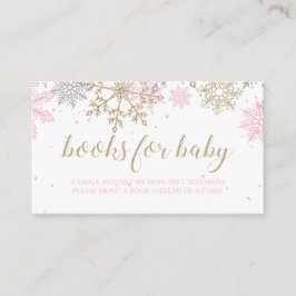 Tarjeta De Recepción Libros de copos de nieve de Purpurina rosa y dorad
