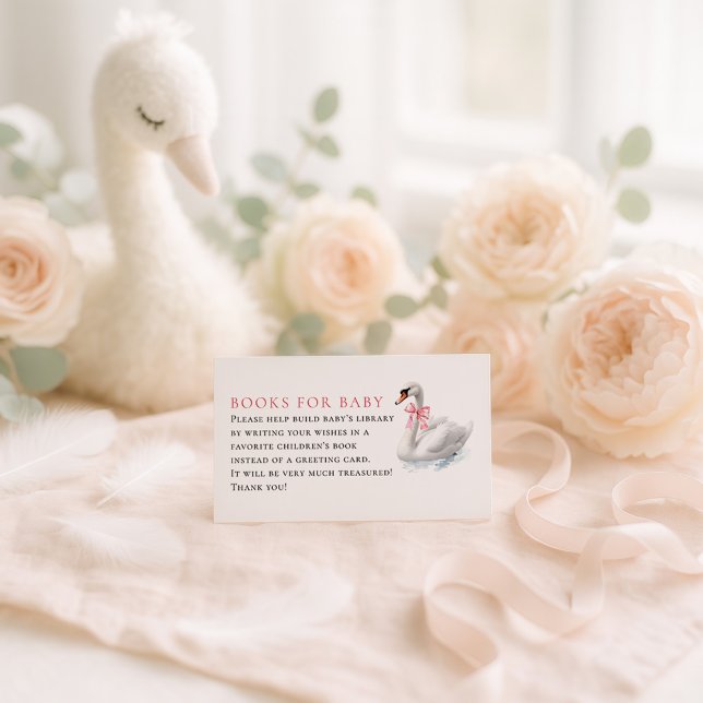 Tarjeta De Recepción Libros de Coquette de Swan y Pink para Baby Shower (Subido por el creador)