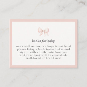 Tarjeta De Recepción Libros de Coquette para Baby Shower con Lazo Rosa 