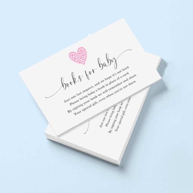 Tarjeta De Recepción Libros de corazón rosado para Baby Shower (Subido por el creador)