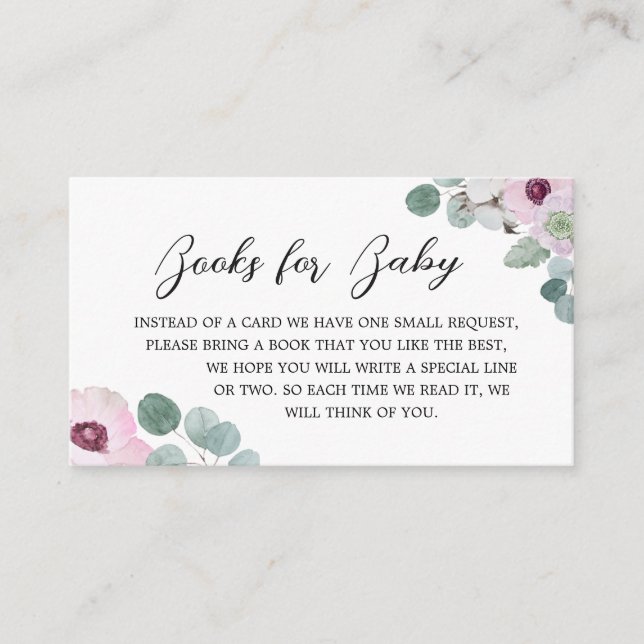 Tarjeta De Recepción Libros de cráneo floral gótico rosado para bebé (Anverso)