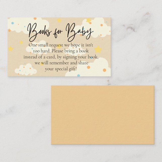 Tarjeta De Recepción Libros de crema de lunas y estrellas para bebé (Anverso / Reverso)