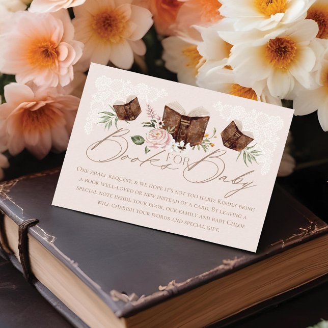 Tarjeta De Recepción Libros de cuero occidental en Baby Shower para beb (Western Leather Books Baby Shower Books for Baby Enclosure Card)