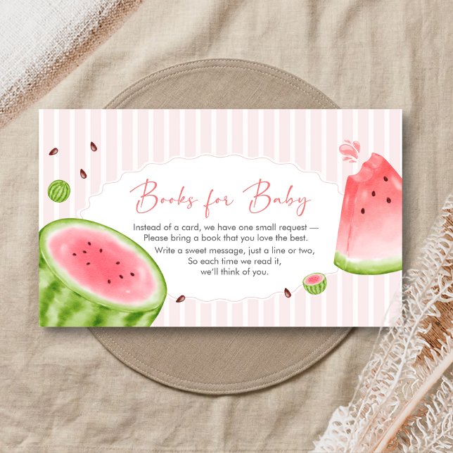 Tarjeta De Recepción Libros de Cumpleaños de Sandía para Bebé (Sweet Little Girl Watermelon Baby Shower Books for Baby)