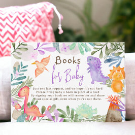 Tarjeta De Recepción Libros de dinosaurios en acuarela para baby shower
