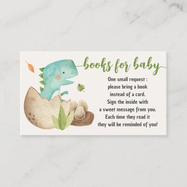 Tarjeta De Recepción Libros de dinosaurios para bebés piden un Baby Sho (Anverso)