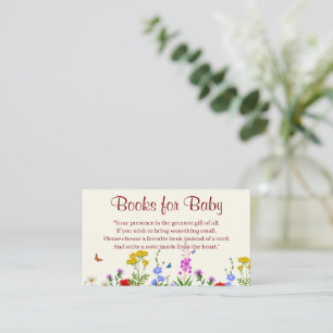 Tarjeta De Recepción Libros de ducha de bebé floral de flores silvestre