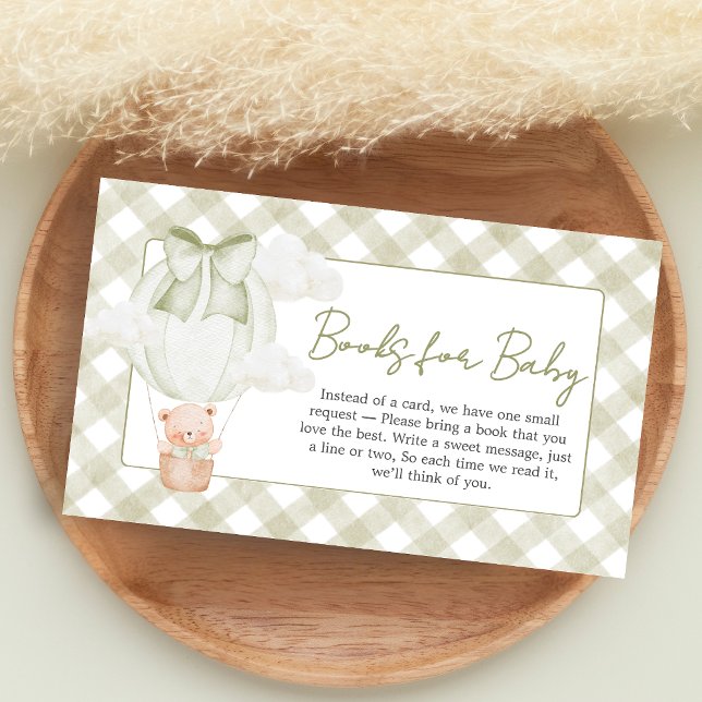 Tarjeta De Recepción Libros de ducha de bebé Green Bear Bearly Wait par (Sage Green Bear Hot Air Balloon Baby Shower Books for Baby)