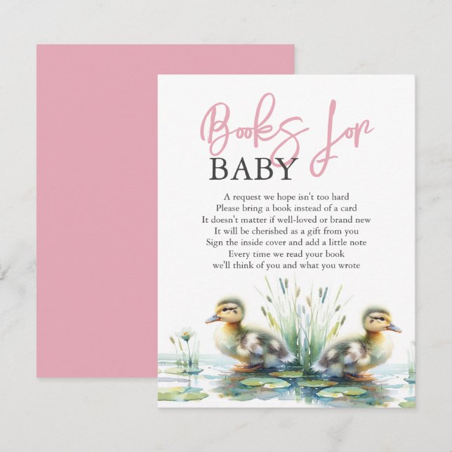 Tarjeta De Recepción Libros De Ducklings De Acuarela Para Bebé (Anverso / Reverso)
