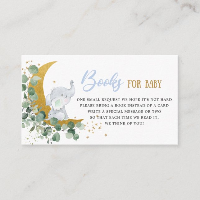 Tarjeta De Recepción Libros de elefantes de luna verde para Baby Shower (Anverso)