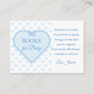 Tarjeta De Recepción Libros de encaje azul a cuadros corazón para fiest