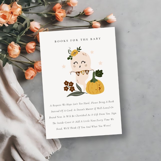 Tarjeta De Recepción Libros De Fantasma Cuto De Halloween Para Baby Sho (Subido por el creador)