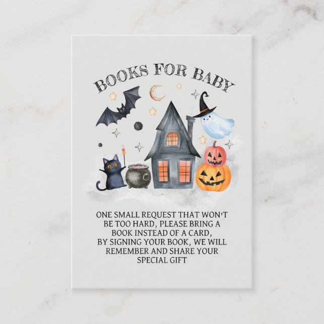 Tarjeta De Recepción Libros de fiesta de bebé de Halloween para bebé (Anverso)