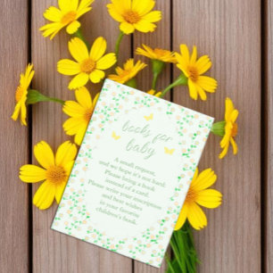 Tarjeta De Recepción Libros de fiesta en el jardín para baby shower