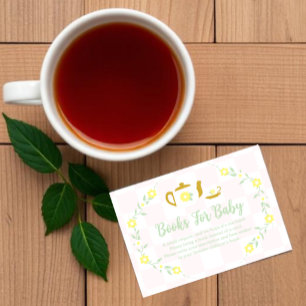Tarjeta De Recepción Libros de fiesta floral de té para el baby shower