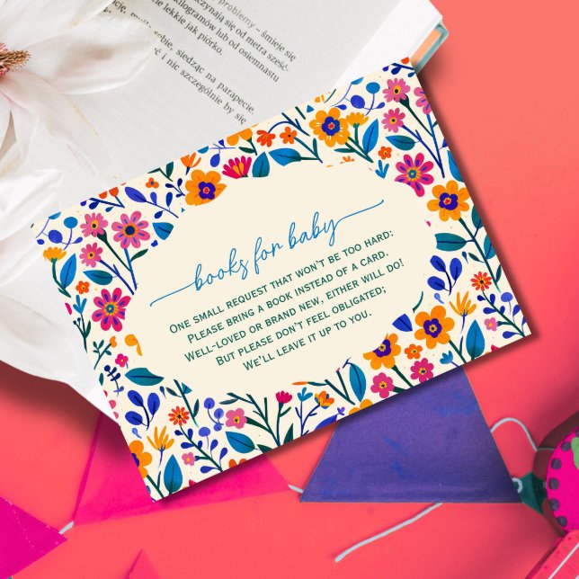 Tarjeta De Recepción Libros de fiesta mexicana floral para bebé (Subido por el creador)