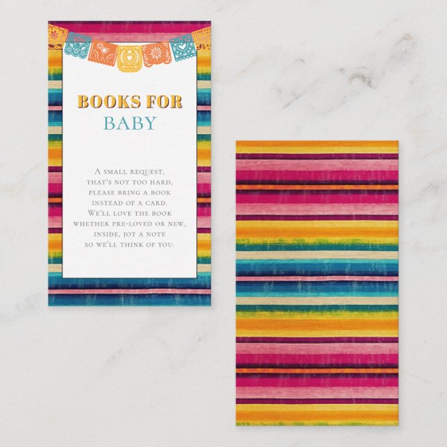 Tarjeta De Recepción Libros de Fiesta Mexicanos para Baby Shower (Anverso / Reverso)