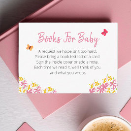 Tarjeta De Recepción Libros de flores rosadas y amarillas para bebé