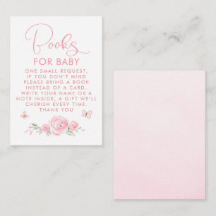 Tarjeta De Recepción Libros de flores rosadas y mariposas para solicitu