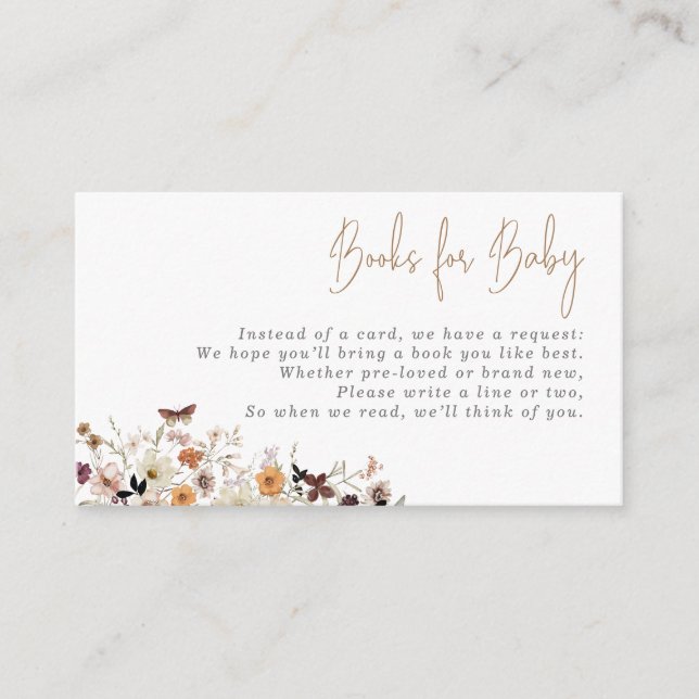 Tarjeta De Recepción Libros de flores silvestres de otoño para bebé (Anverso)