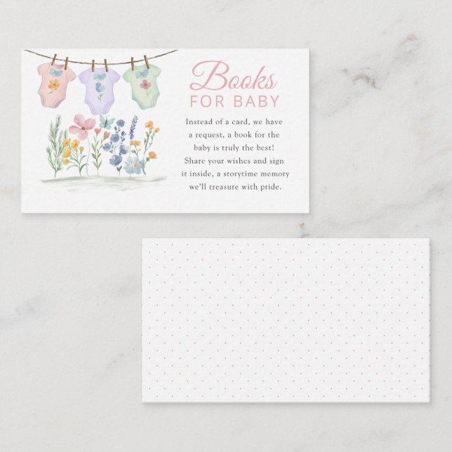 Tarjeta De Recepción Libros de Flores Silvestres Lindas para Bebé (Anverso / Reverso)