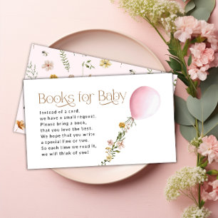 Tarjeta De Recepción Libros de flores silvestres rosadas para bebés