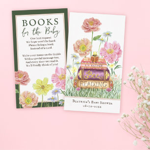 Tarjeta De Recepción Libros de flores silvestres verdes para marcadores