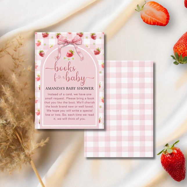 Tarjeta De Recepción Libros de fresa para Baby Shower dulce de Berry (Subido por el creador)