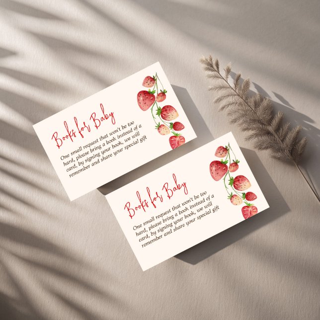 Tarjeta De Recepción Libros de fresa para bebés (Strawberry baby shower books for baby enclosure cards book request cards)