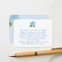 Libros de Gingham Azul de Hortensias para Baby Sho