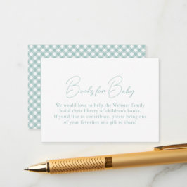 Tarjeta De Recepción Libros de gingham azul simple y lindos para baby s