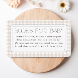 Tarjeta De Recepción Libros de Gingham Neutral de Género para Baby Show