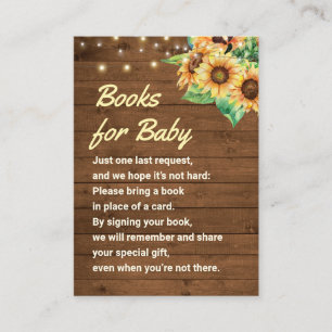 Tarjeta De Recepción Libros de girasol amarillo para solicitud de Baby