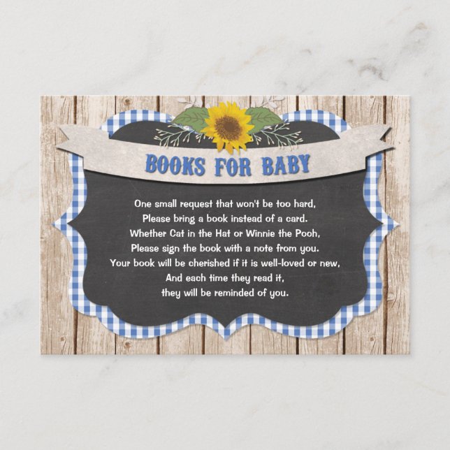 Tarjeta De Recepción Libros de girasoles amarillos para bebés (Anverso)