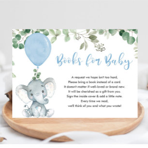 Tarjeta De Recepción Libros de globos azules para bebé encl