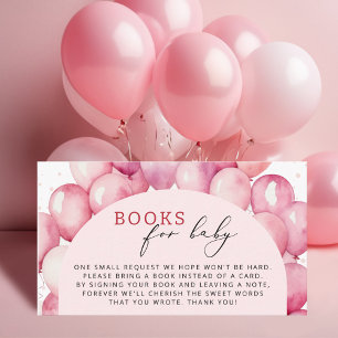 Tarjeta De Recepción Libros De Globos Rosados Para Baby Girl Baby Showe
