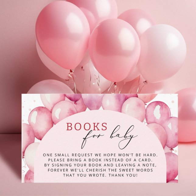 Tarjeta De Recepción Libros De Globos Rosados Para Baby Girl Baby Showe (Subido por el creador)