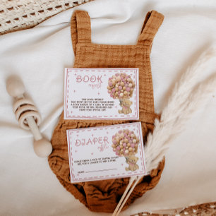 Tarjeta De Recepción Libros de globos rosados para bebés