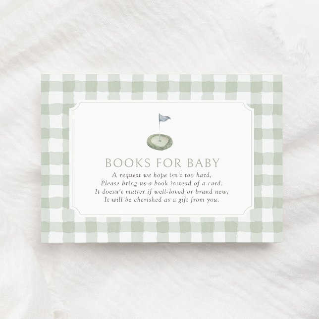 Tarjeta De Recepción Libros de golf de gingham verde salvia para bebé (Subido por el creador)