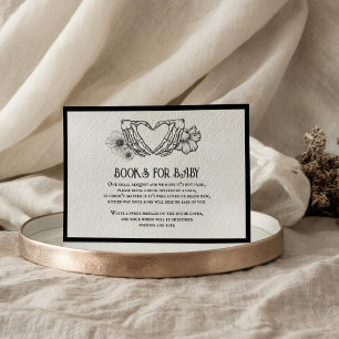 Tarjeta De Recepción Libros de gótico para cráneo y flores de Baby Show