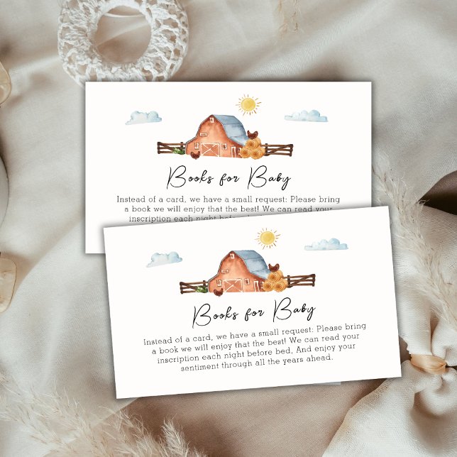 Tarjeta De Recepción Libros De Granjas Locales Para Baby Shower (Locally Grown Farm Barn Books For Baby Shower Enclosure Card)