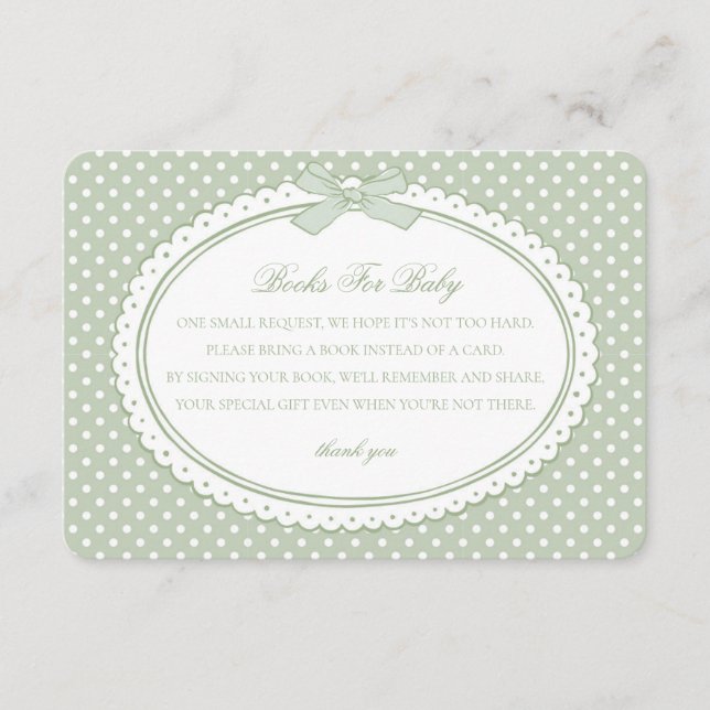 Tarjeta De Recepción Libros de Green Gingham Coquette para Bebé (Anverso)